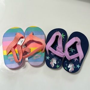 Lot OshKosh B'gosh Baby Girl Size XS 3-4 Pink Blue Periwinkle Flip Flop Sandals